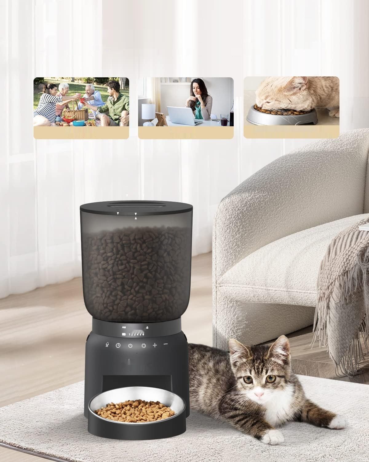 Automatyczny dozownik karmy dla kota i psa Tivray 4,2 L z miską ze stali nierdzewnej