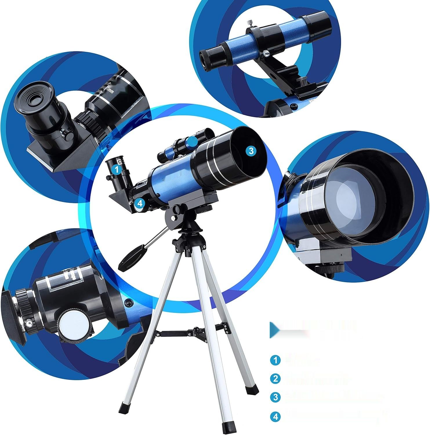 Aomekie 70/300 – teleskop astronomiczny dla początkujących dzieci z adapterem do smartfona