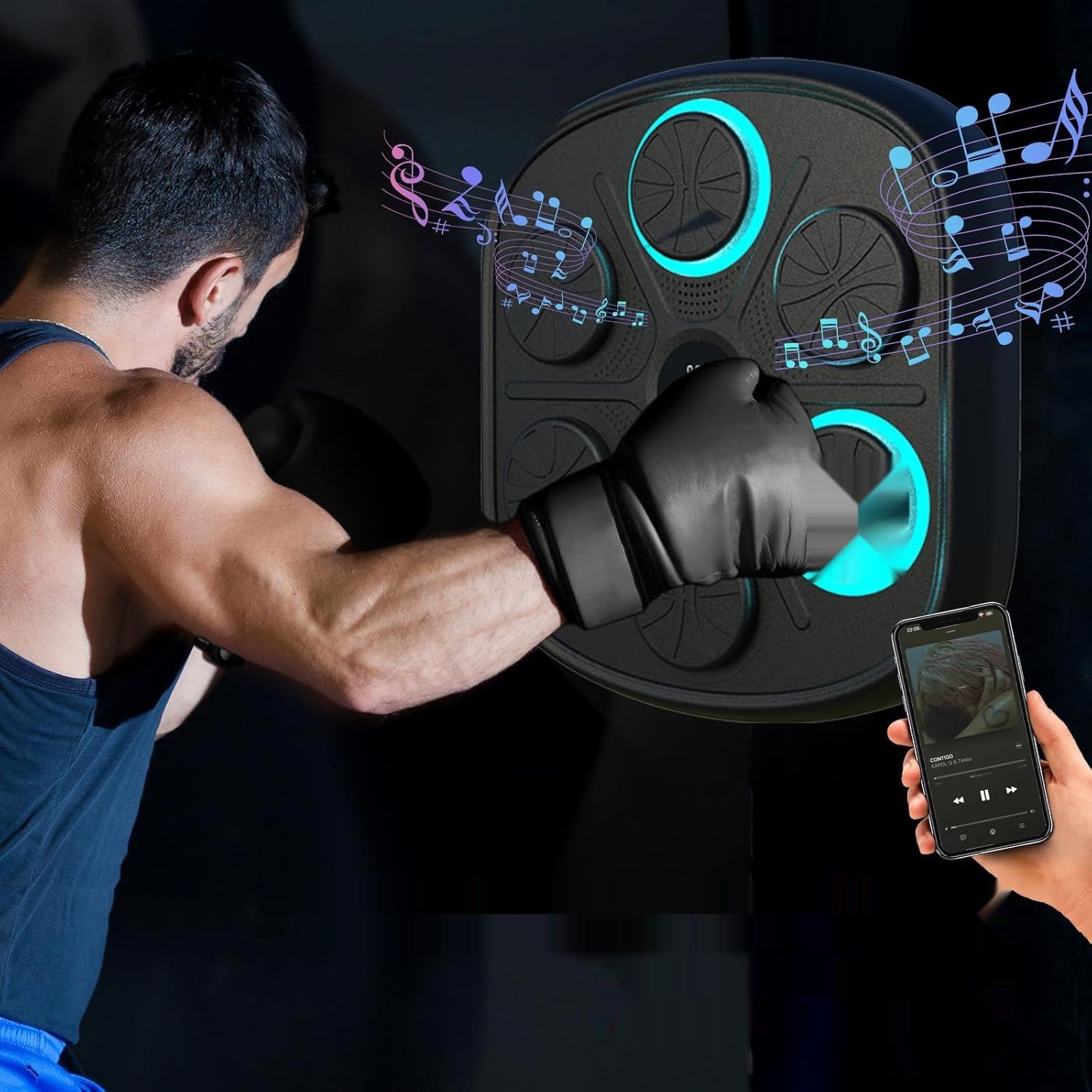 Music Boxing Machine AHWOiHS QJBYIC81 – Muzyczna maszynka bokserska na ścianę z rękawicami