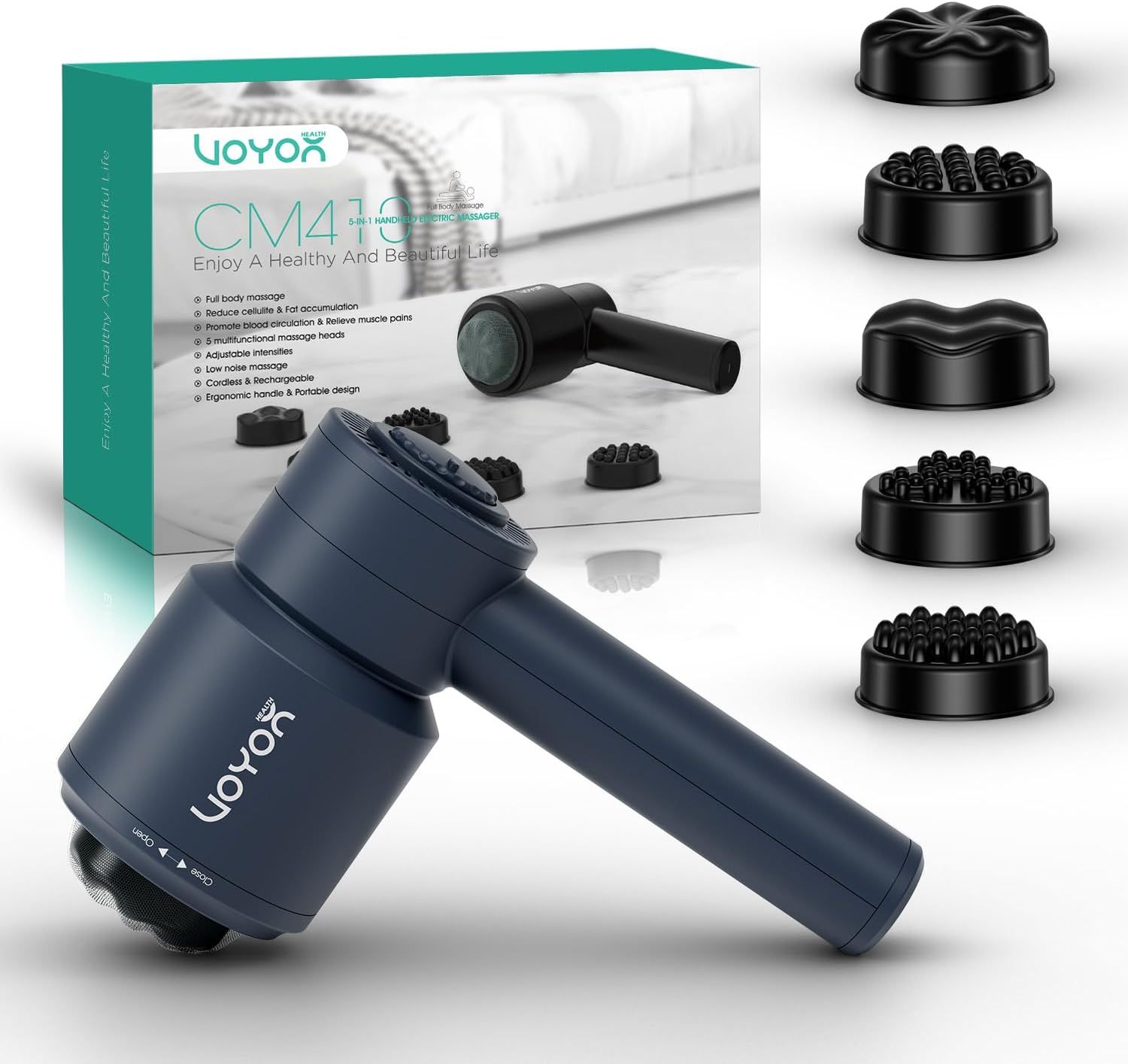 VOYOR-HEALTH CM410 – Elektryczny masażer antycellulitowy z 5 głowicami, bezprzewodowy, czarny