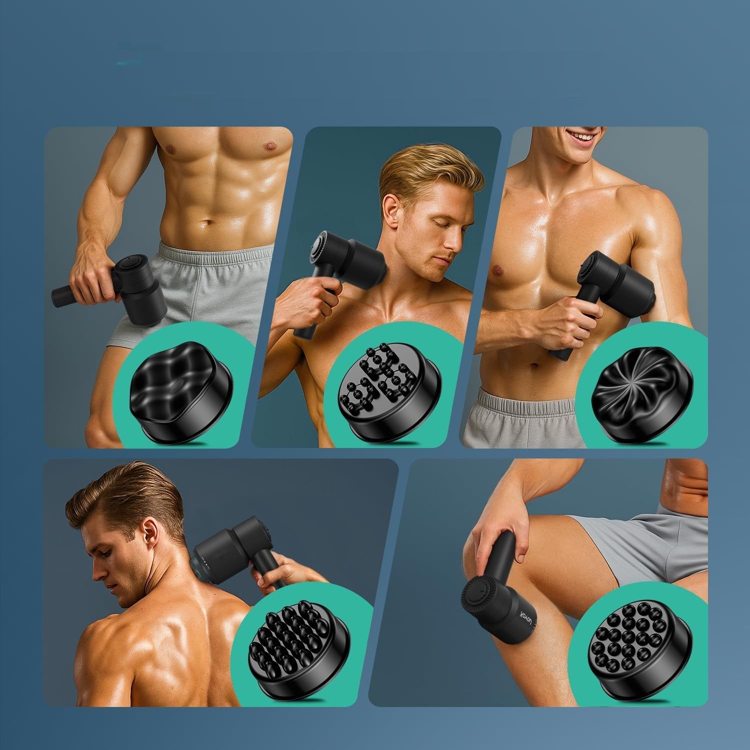 VOYOR-HEALTH CM410 – Elektryczny masażer antycellulitowy z 5 głowicami, bezprzewodowy, czarny