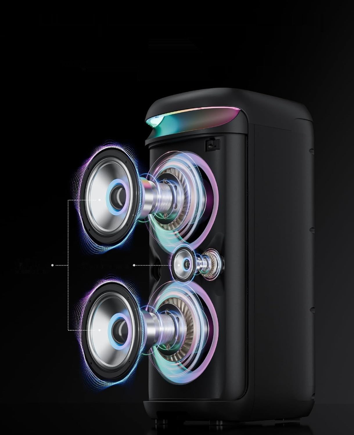 Karaoke Machine GREEN KEEPER GKD60 z 2 bezprzewodowymi mikrofonami – 400W przenośny głośnik Bluetooth