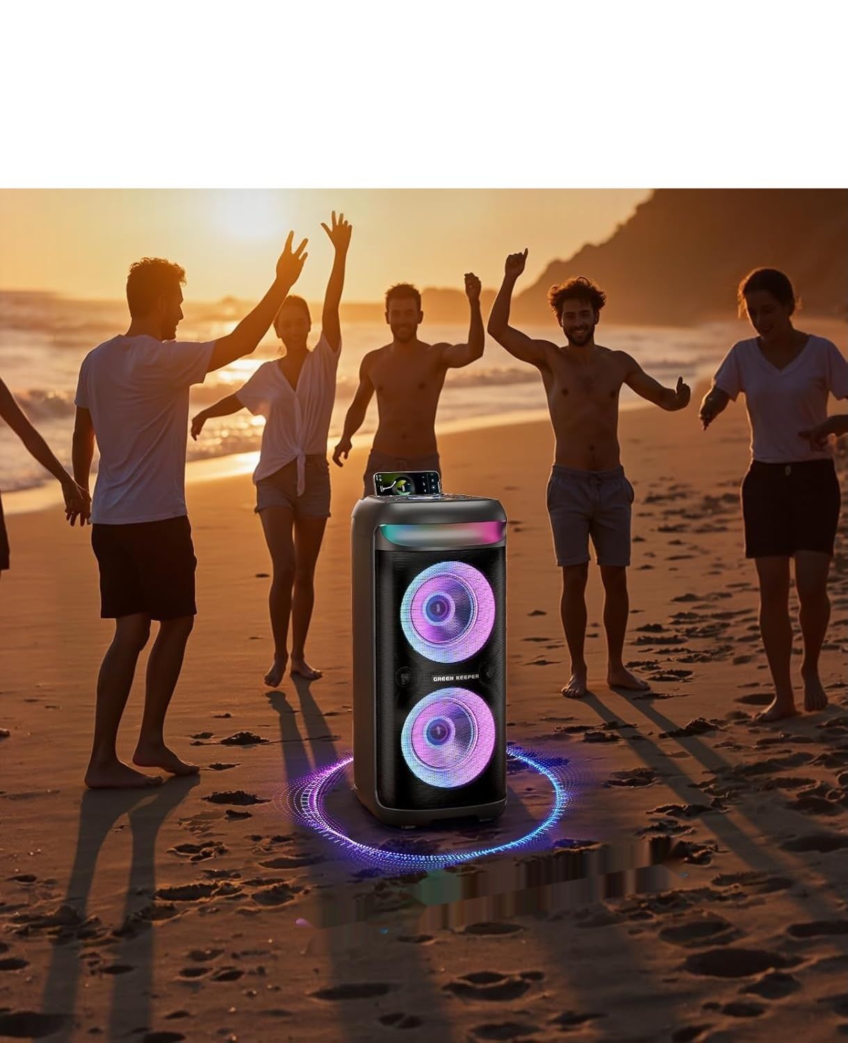 Karaoke Machine GREEN KEEPER GKD60 z 2 bezprzewodowymi mikrofonami – 400W przenośny głośnik Bluetooth