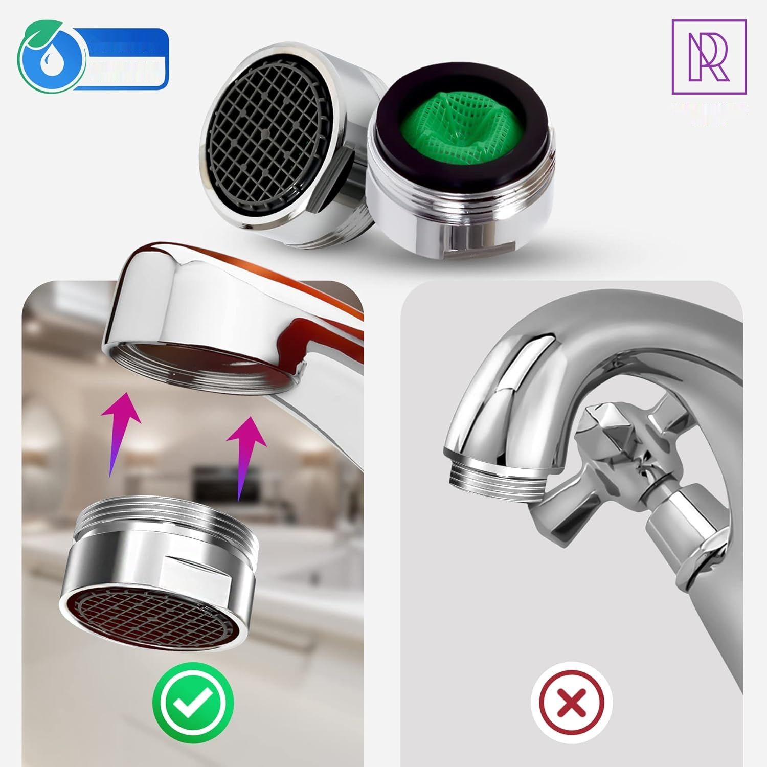 2 szt. perlatorów do baterii M24 z chromowanego mosiądzu – oszczędzacz