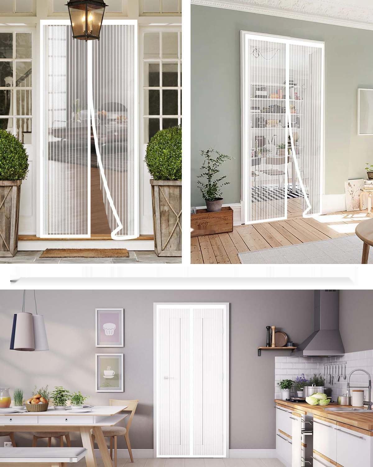 Moskitiera magnetyczna 90x210 z 34 silnymi magnesami i 2 obciążnikami,