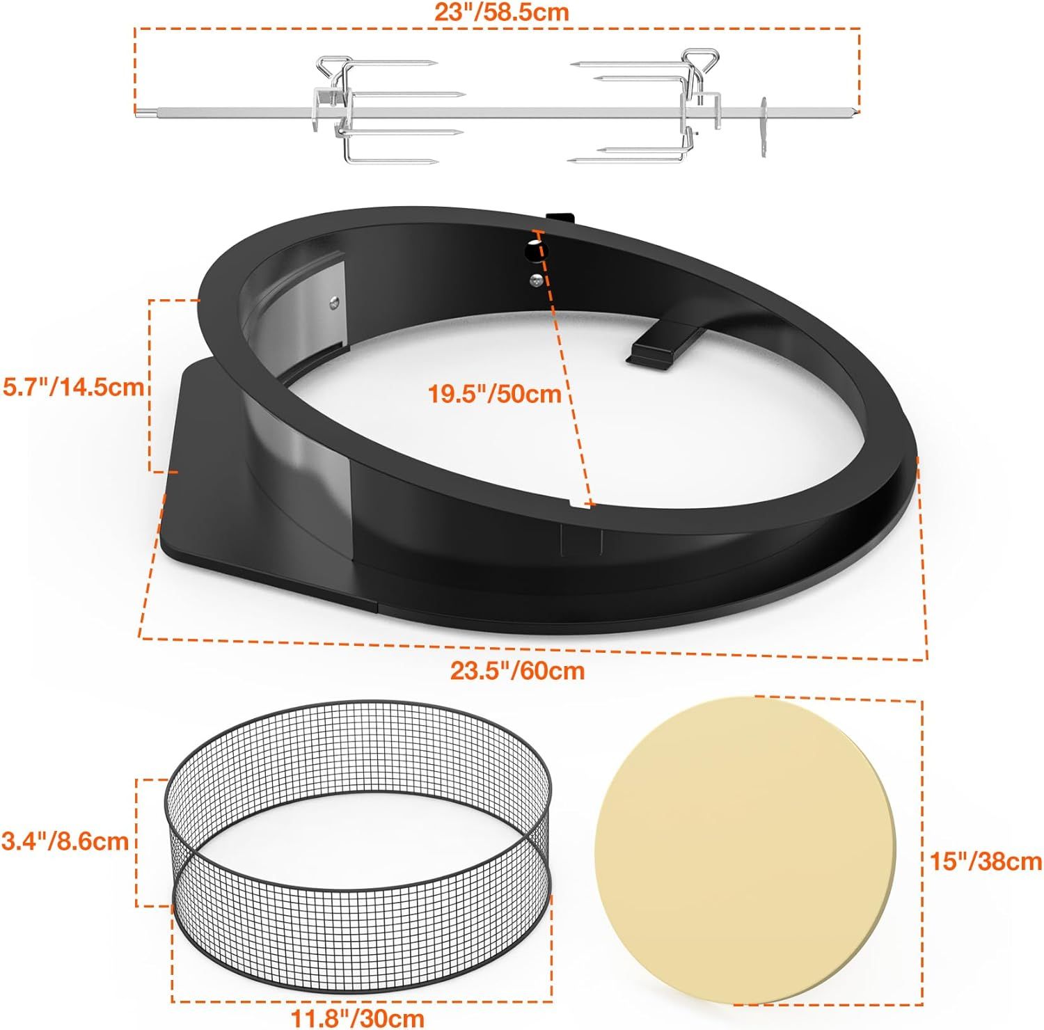 Zestaw  pierścieniem do pizzy do grilli kulistych 57 cm