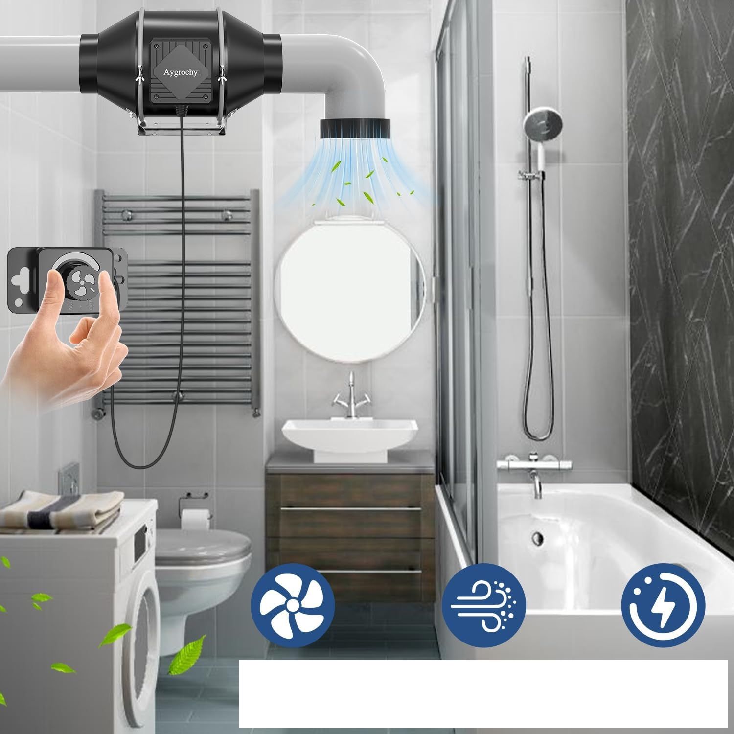 Aygrochy Regelowany wentylator kanałowy 100 mm, 363 m³/h z silnikiem EC