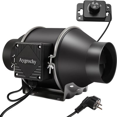 Aygrochy Regelowany wentylator kanałowy 100 mm, 363 m³/h z silnikiem EC