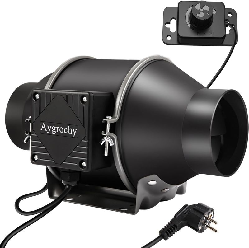 Aygrochy Regelowany wentylator kanałowy 100 mm, 363 m³/h z silnikiem EC