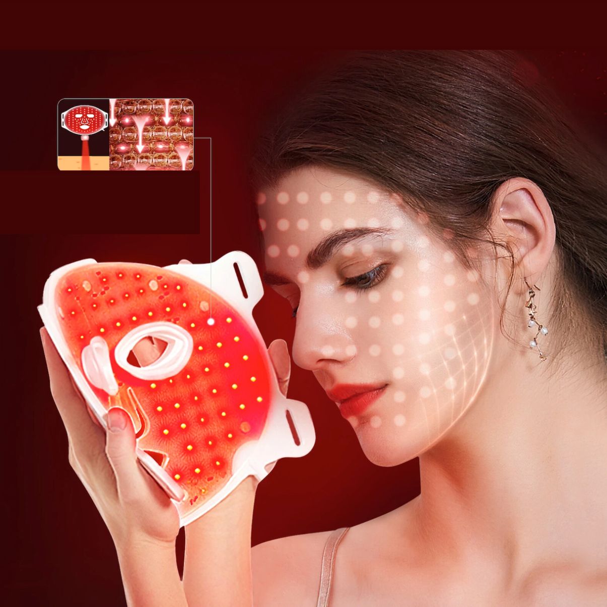 Nowa maska LED do terapii światłem (Red Light Therapy) do twarzy – 7 trybów kolorów, przenośna, z pilotem