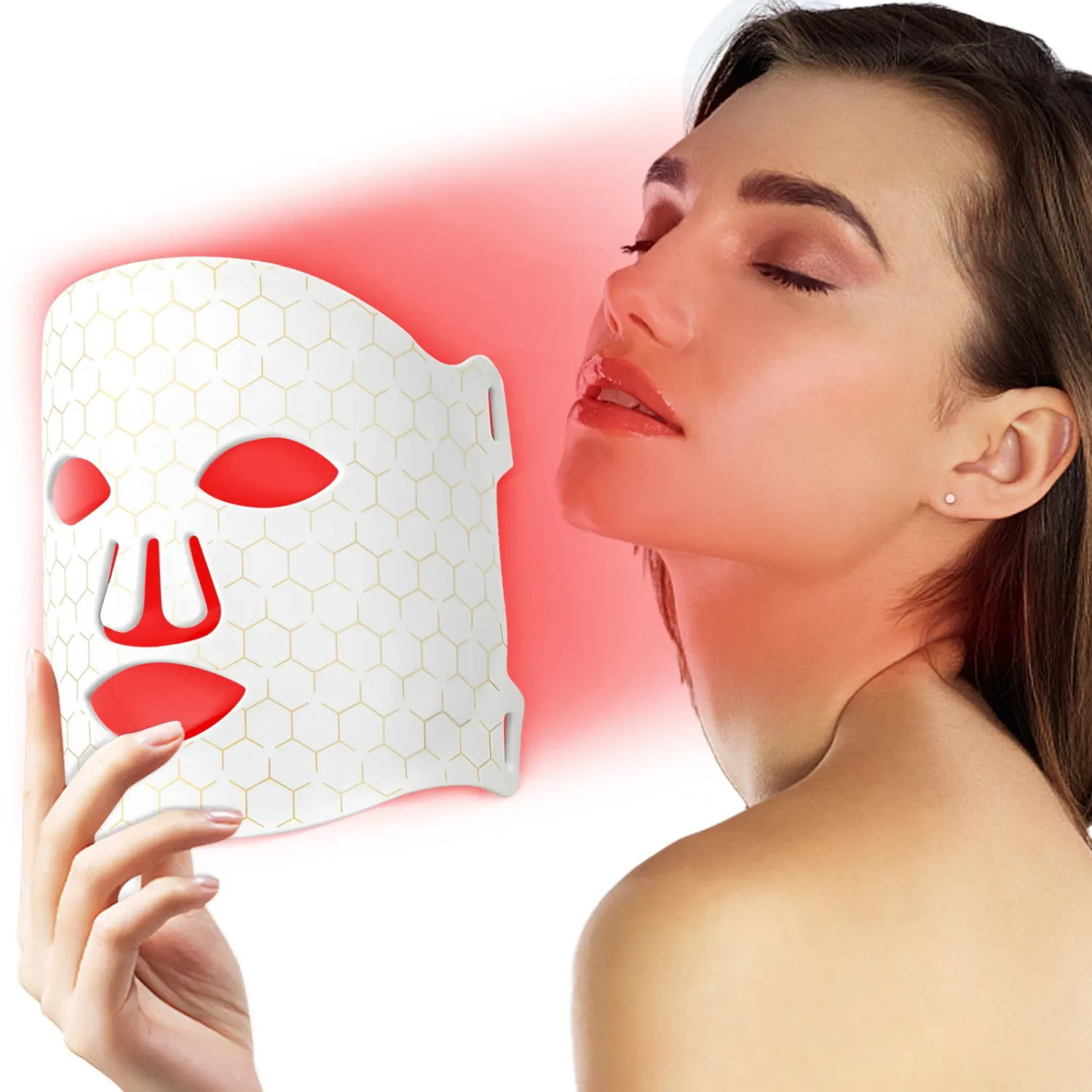 Nowa maska LED do terapii światłem (Red Light Therapy) do twarzy – 7 trybów kolorów, przenośna, z pilotem