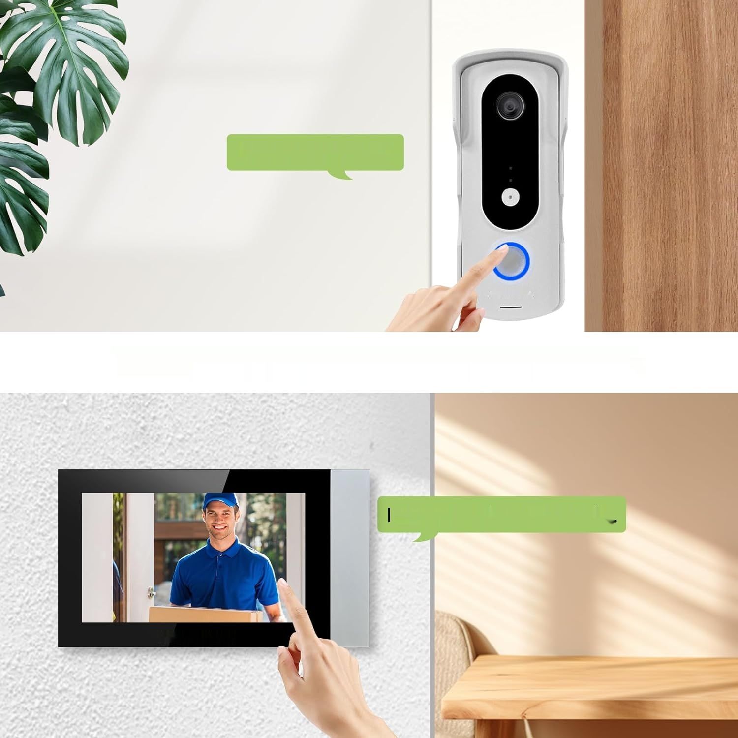 JIGATONEDA wideodomofon z ekranem, WiFi, detekcją ruchu i klasą IP65
