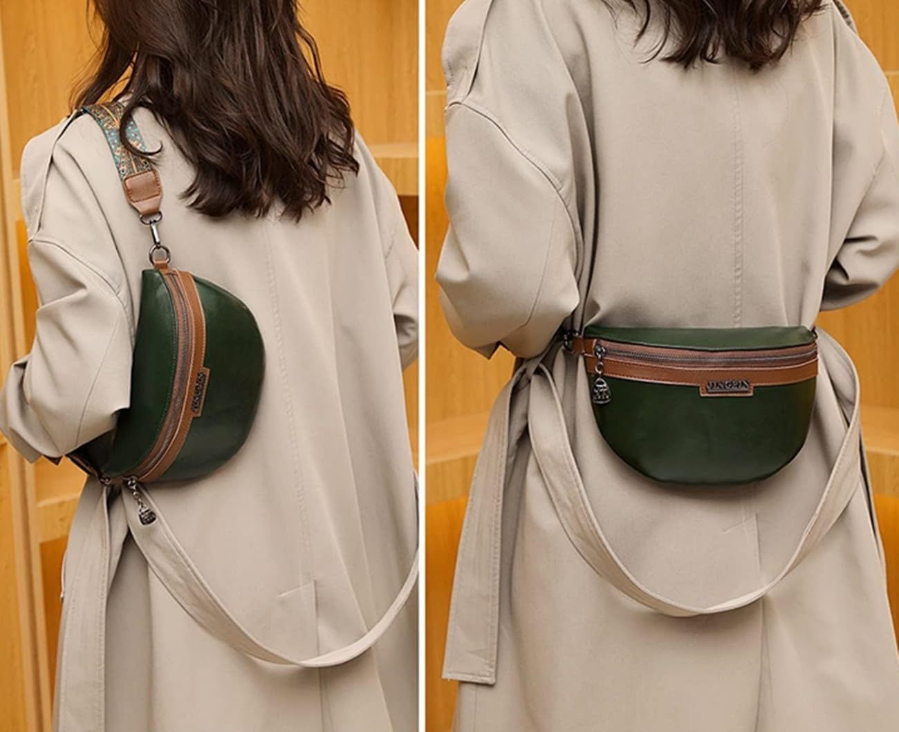 Damska skórzana torebka na ramię – mały format z szerokim paskiem