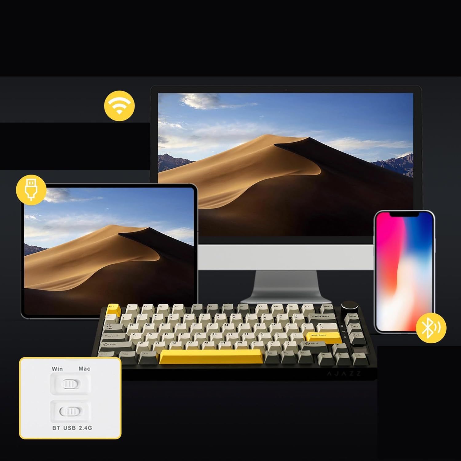 изменила фото нужно изменить описание!!!    EPOMAKER Ajazz AK820 Pro uszczelniana klawiatura mechaniczna przewodow