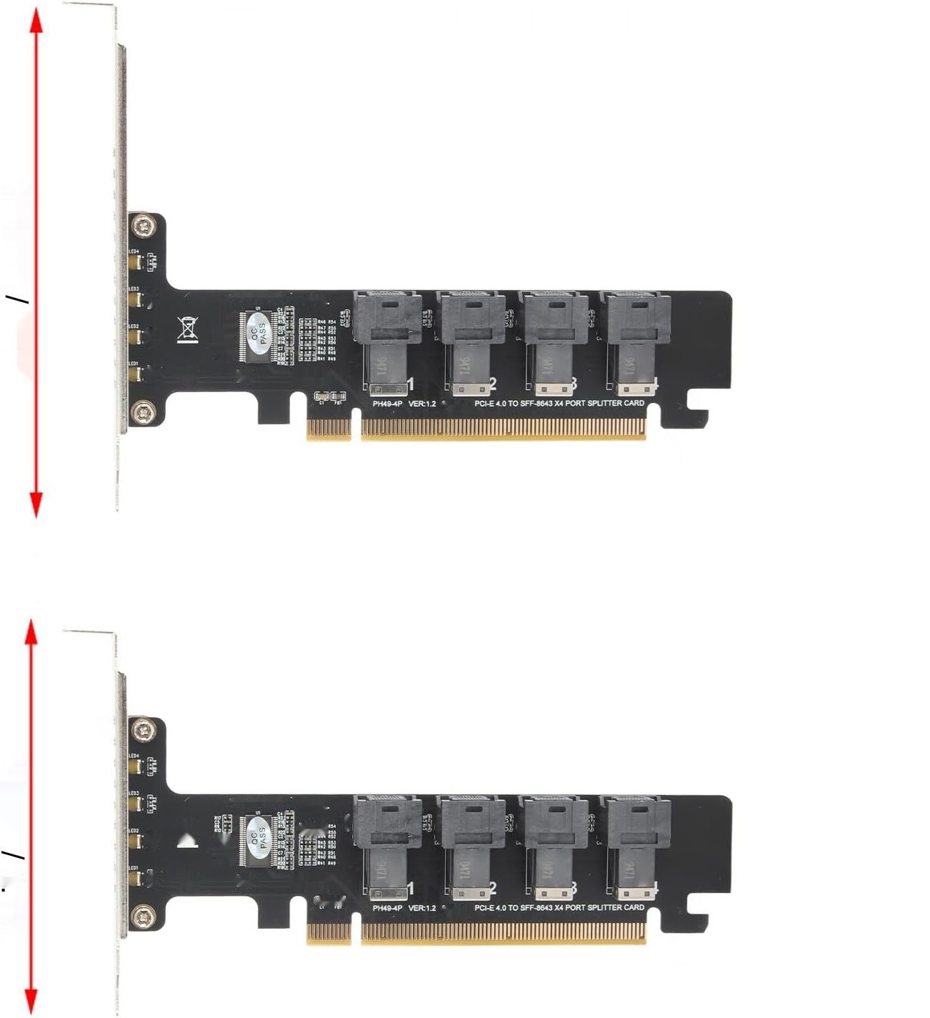 Karta adaptera PCIe x16 na 4 porty U.2, PCIe x16 na U.2 NVMe SFF-8643