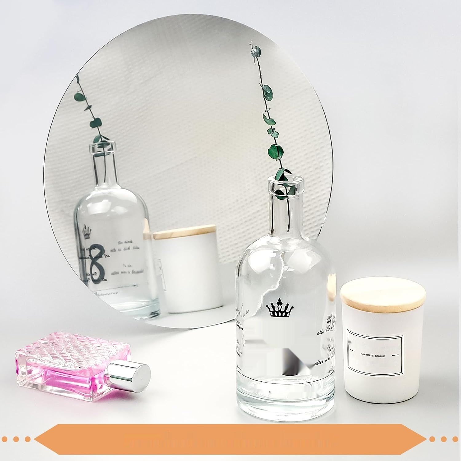 Lustro ścienne 30 cm Samoprzylepne okrągłe lustro szklane Dekoracyjne