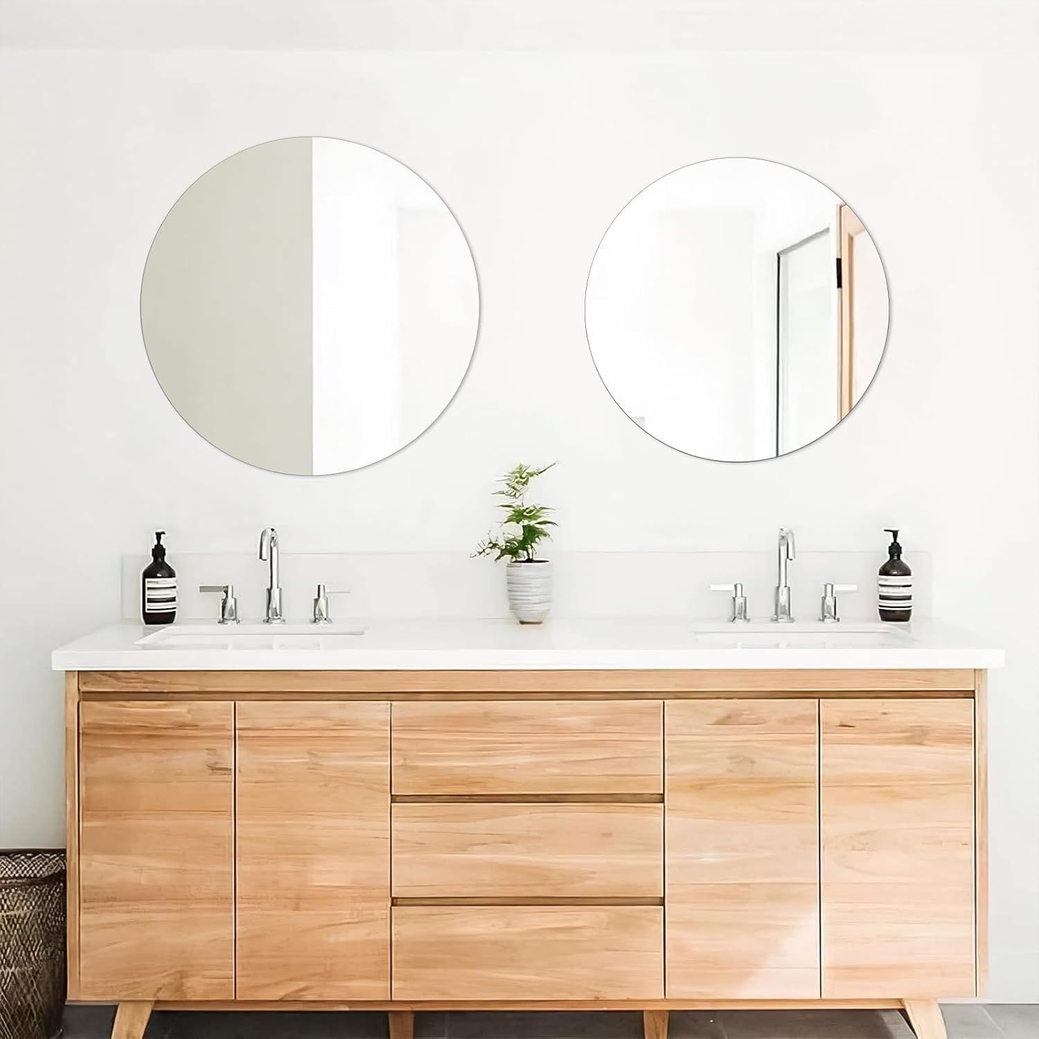 Lustro ścienne 30 cm Samoprzylepne okrągłe lustro szklane Dekoracyjne