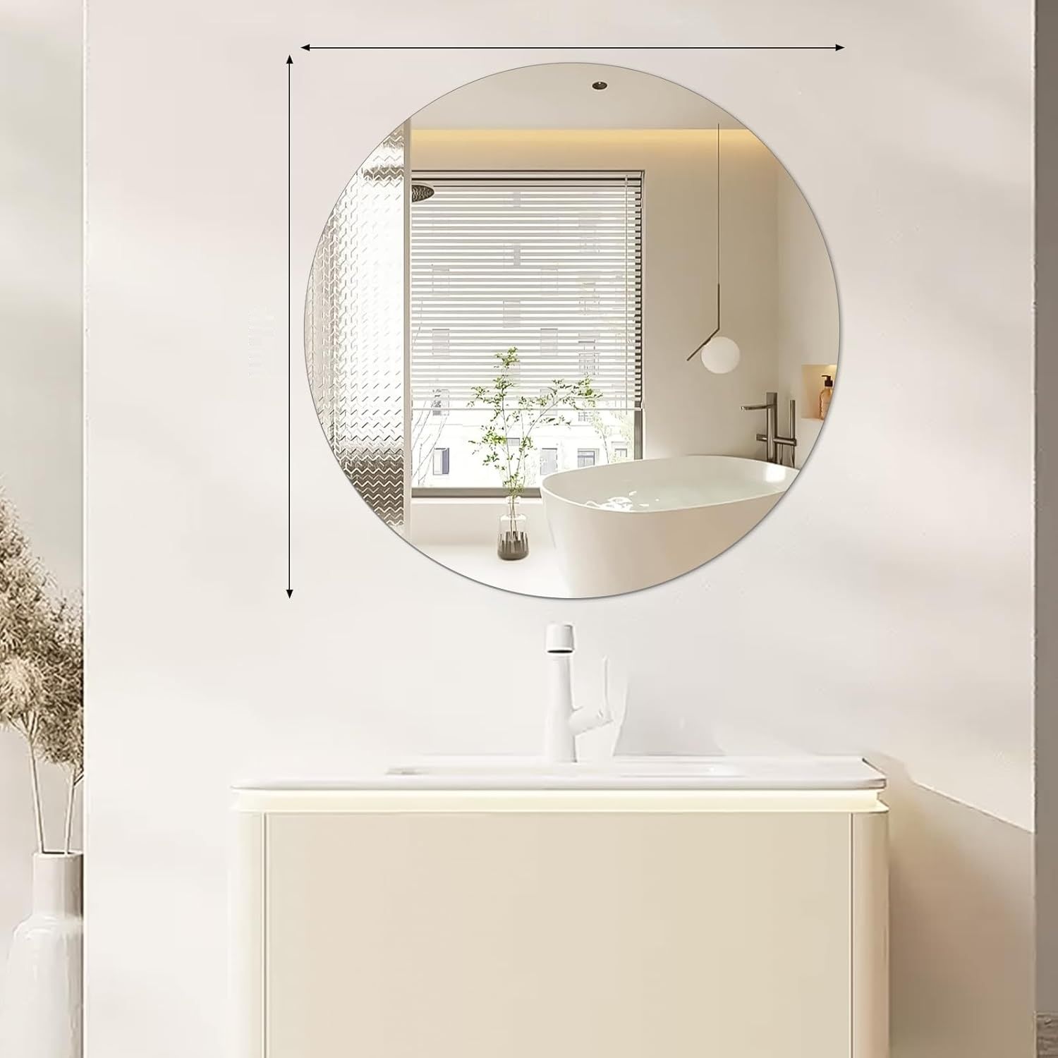 Lustro ścienne 30 cm Samoprzylepne okrągłe lustro szklane Dekoracyjne