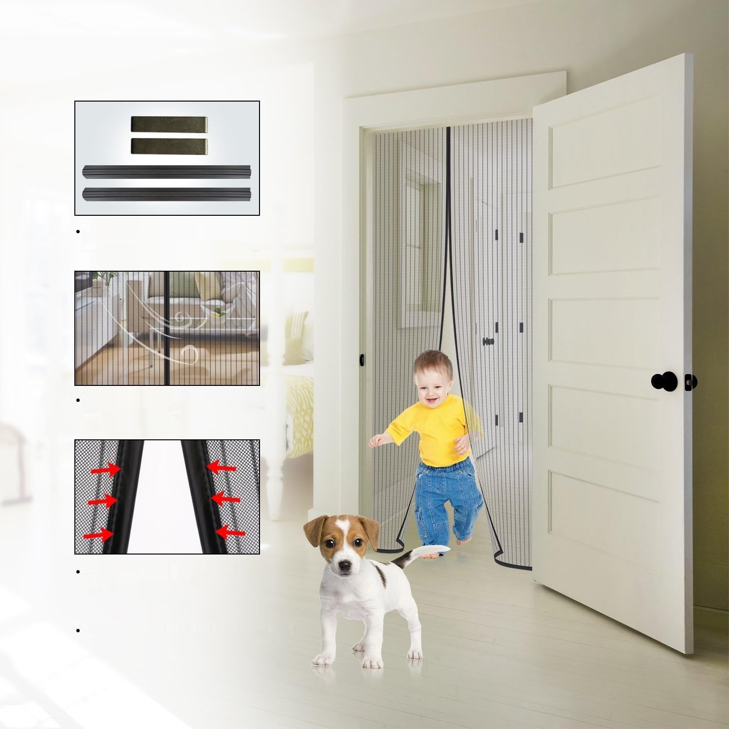 MYCARBON Moskitiera magnetyczna na drzwi przesuwne 140 x 240 cm