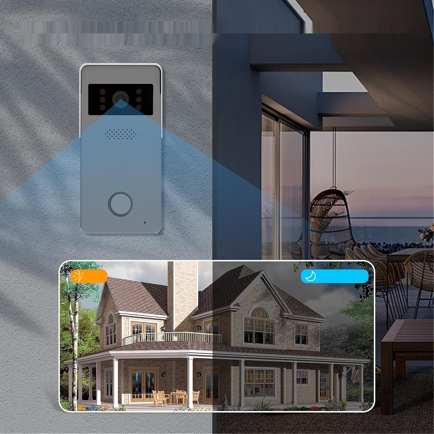 JIGATONEDA wideodomofon z ekranem, WiFi, detekcją ruchu i klasą IP65