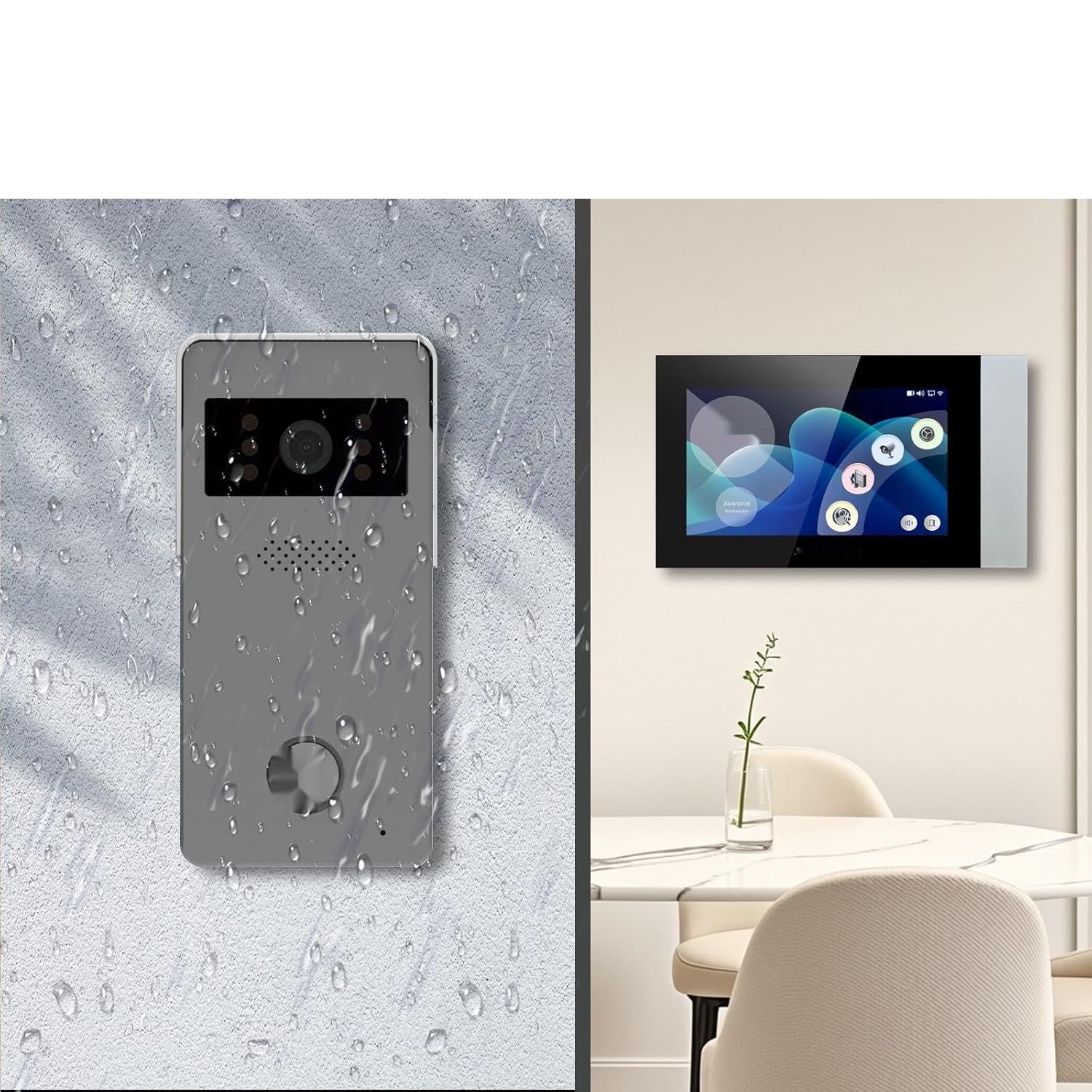 JIGATONEDA wideodomofon z ekranem, WiFi, detekcją ruchu i klasą IP65