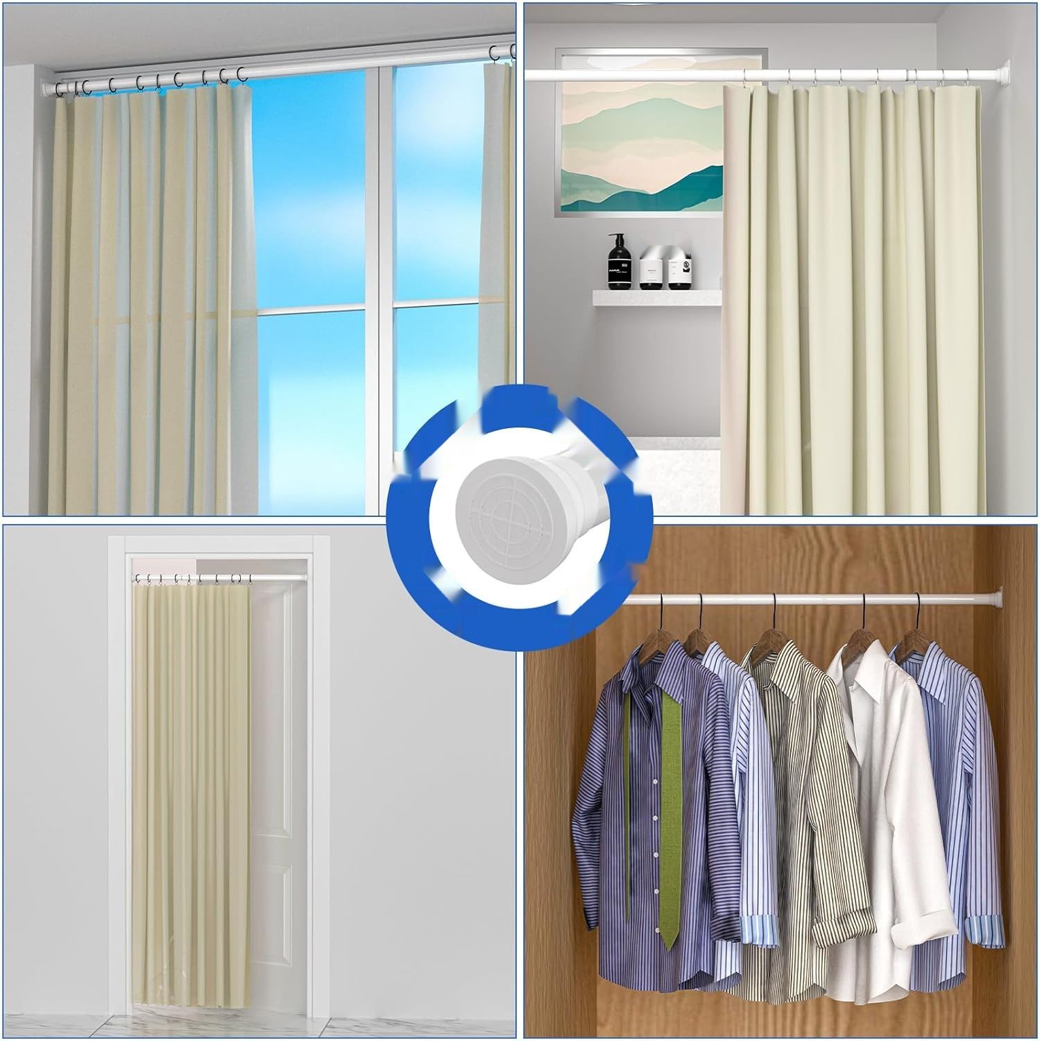 GOOWIN drążek prysznicowy bez wiercenia, teleskopowy metalowy 80–204 с