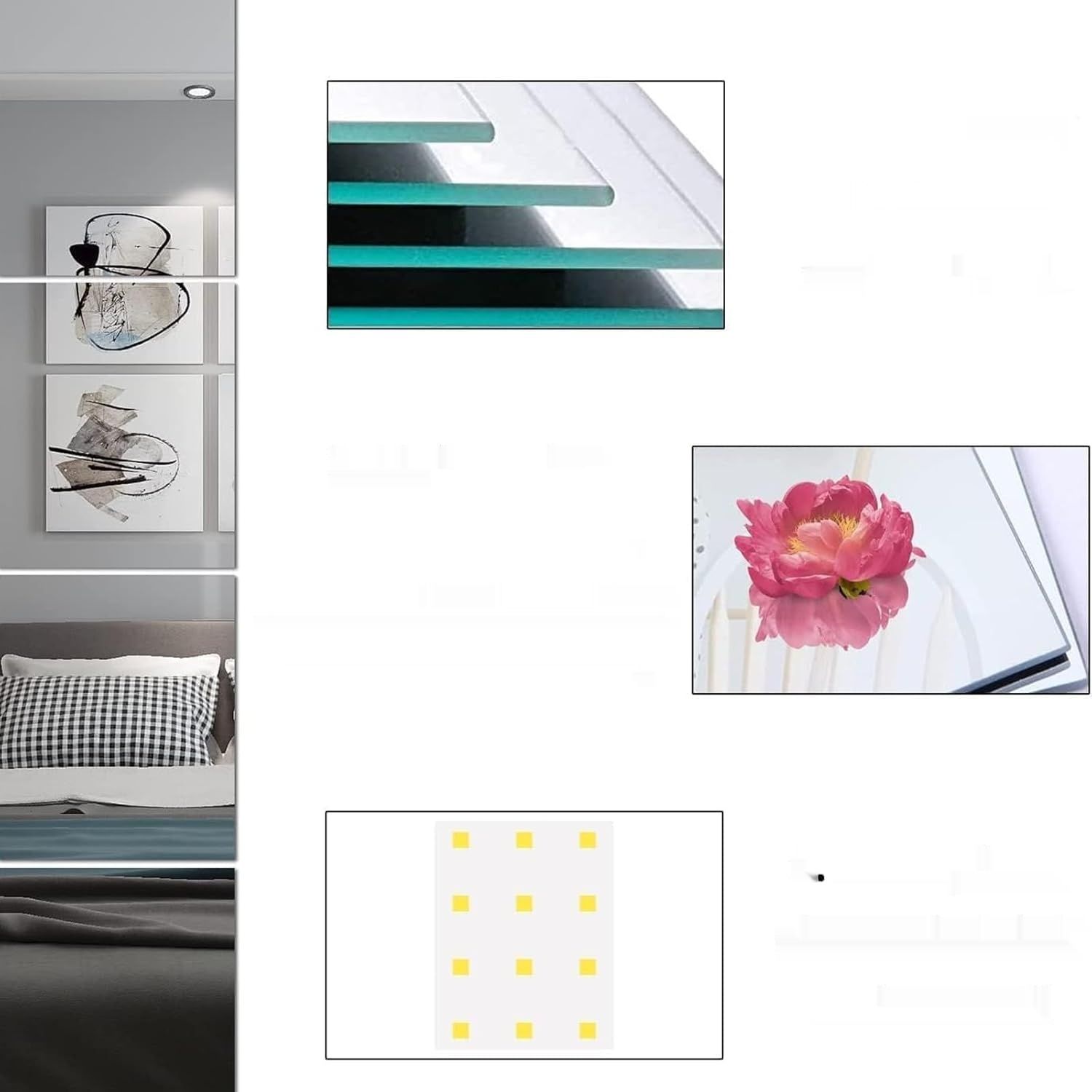 Lustro ścienne samoprzylepne HD, dekoracyjne lustrzane szkło, dużelust