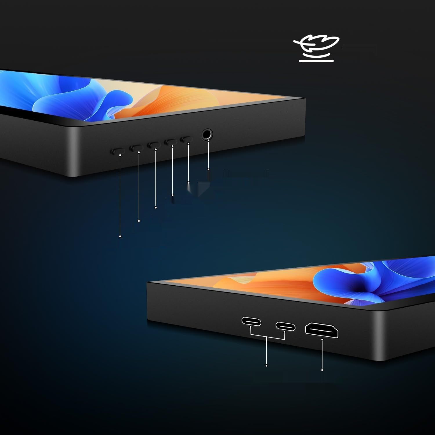 Przenośny monitor dotykowy 12,3", 1920 x 720 IPS, mini ekran dotykowy,