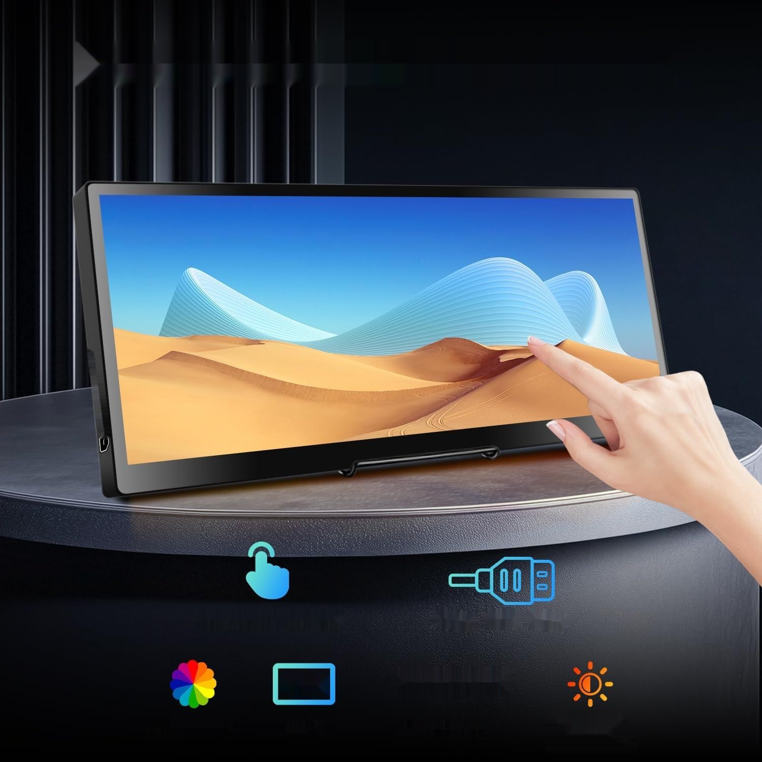 Przenośny monitor dotykowy 12,3", 1920 x 720 IPS, mini ekran dotykowy,