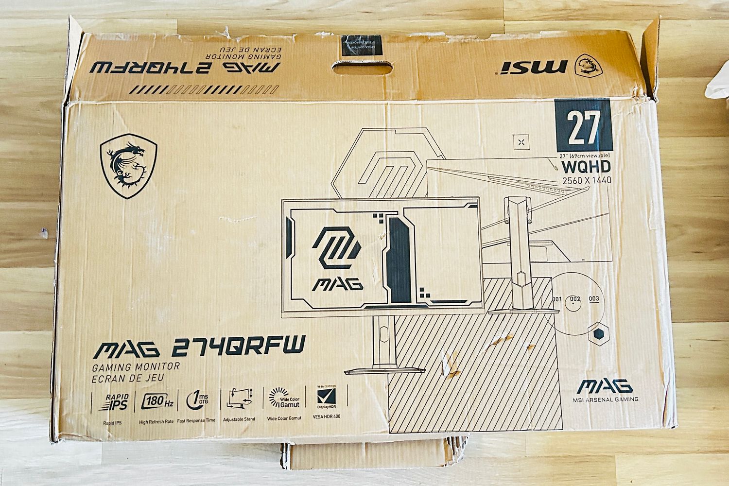 MSI MAG 274QRFW 27" WQHD Rapid IPS 180 Hz Monitor pasy na matrycy