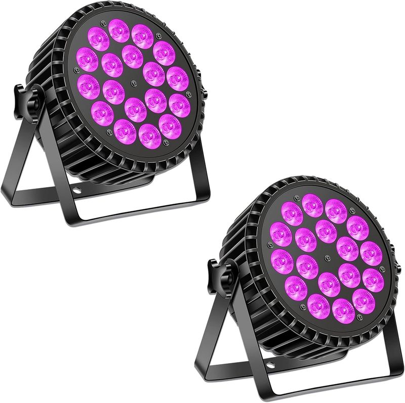2 sztuki 200W LED Par DJ DELIBANG RGBW UV – czarne reflektory dyskotekowe DMX512