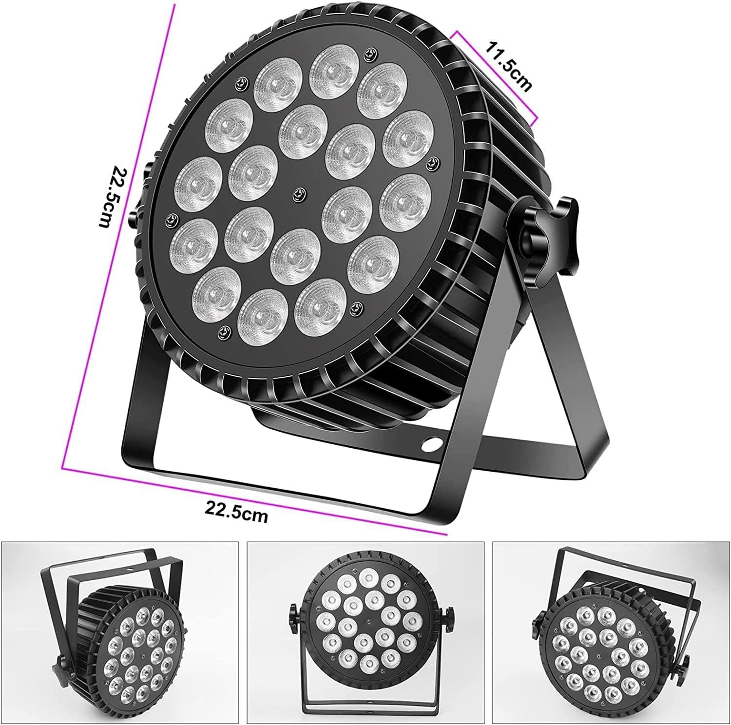 2 sztuki 200W LED Par DJ DELIBANG RGBW UV – czarne reflektory dyskotekowe DMX512