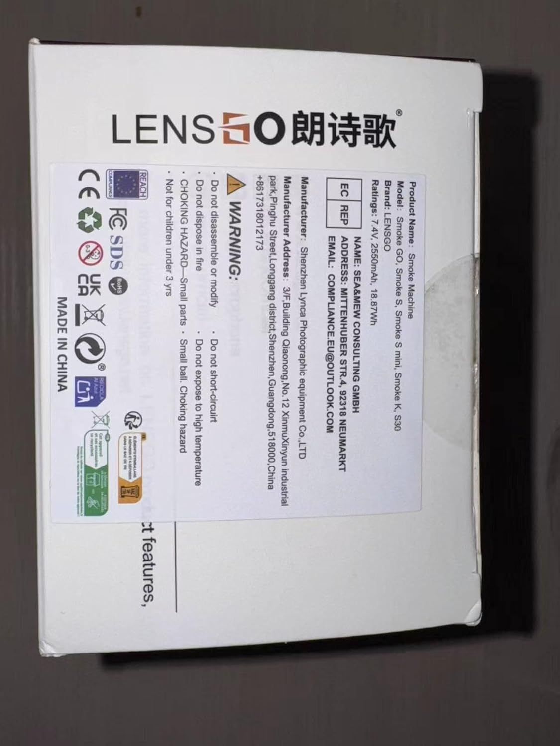 LENSGO Smoke Go – ręczny generator dymu, 30 W, przenośny mini kogenera