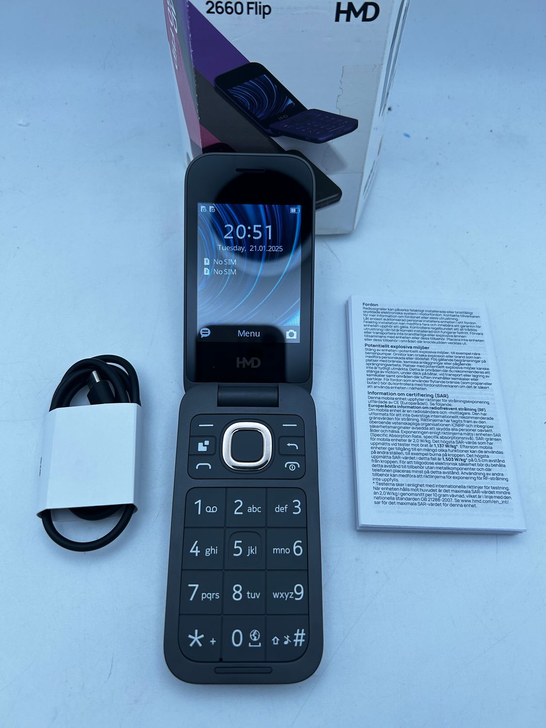 Telefon komórkowy HMD 2660 Flip Dual SIM 4G, z dużymi przyciskami