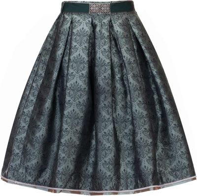 Damska spódnica do kolan, spódnica midi z żakardu, zielona, 65 cm