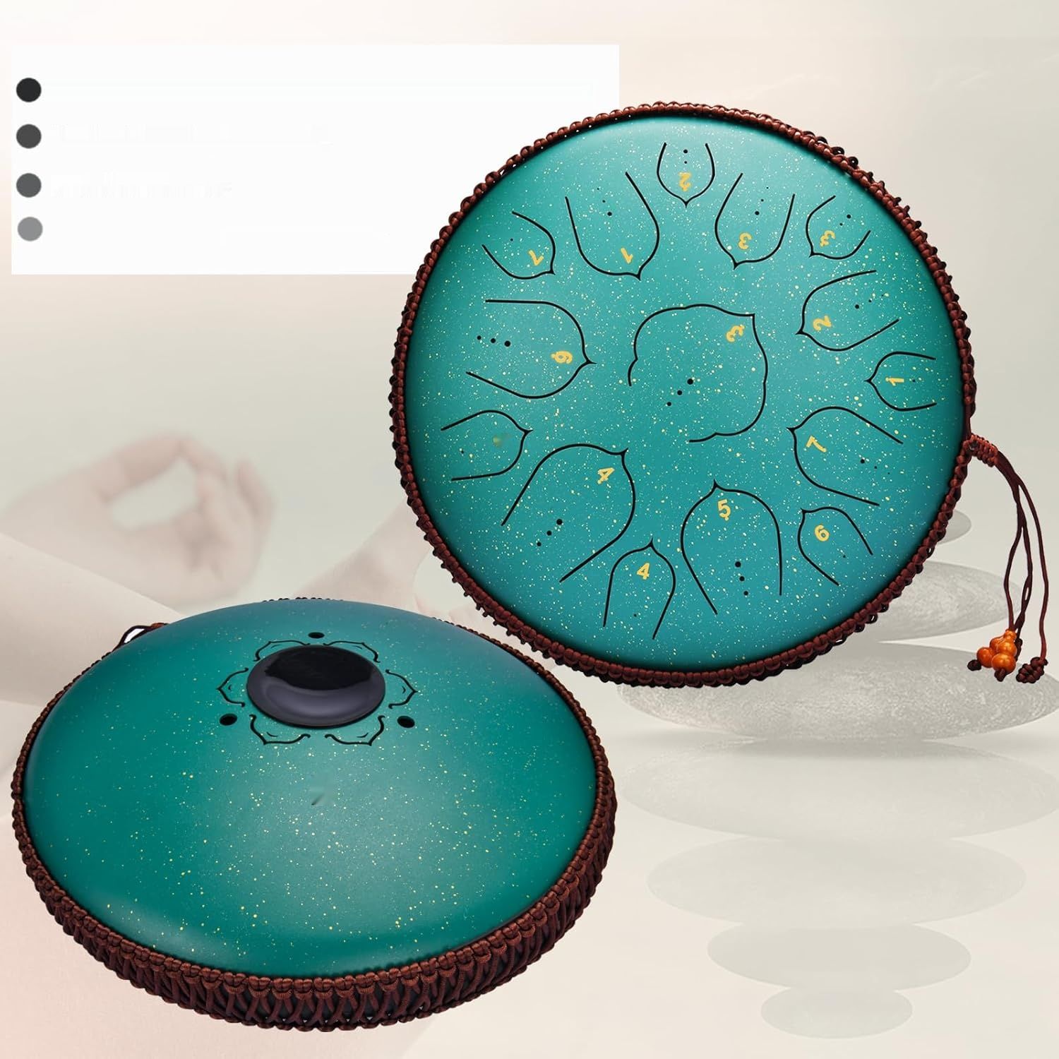 Tongue Drum Verde, 14‑tonowy, 15‑calowy stalowy bęben językowy