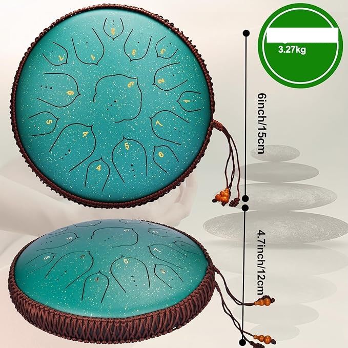 Tongue Drum Verde, 14‑tonowy, 15‑calowy stalowy bęben językowy