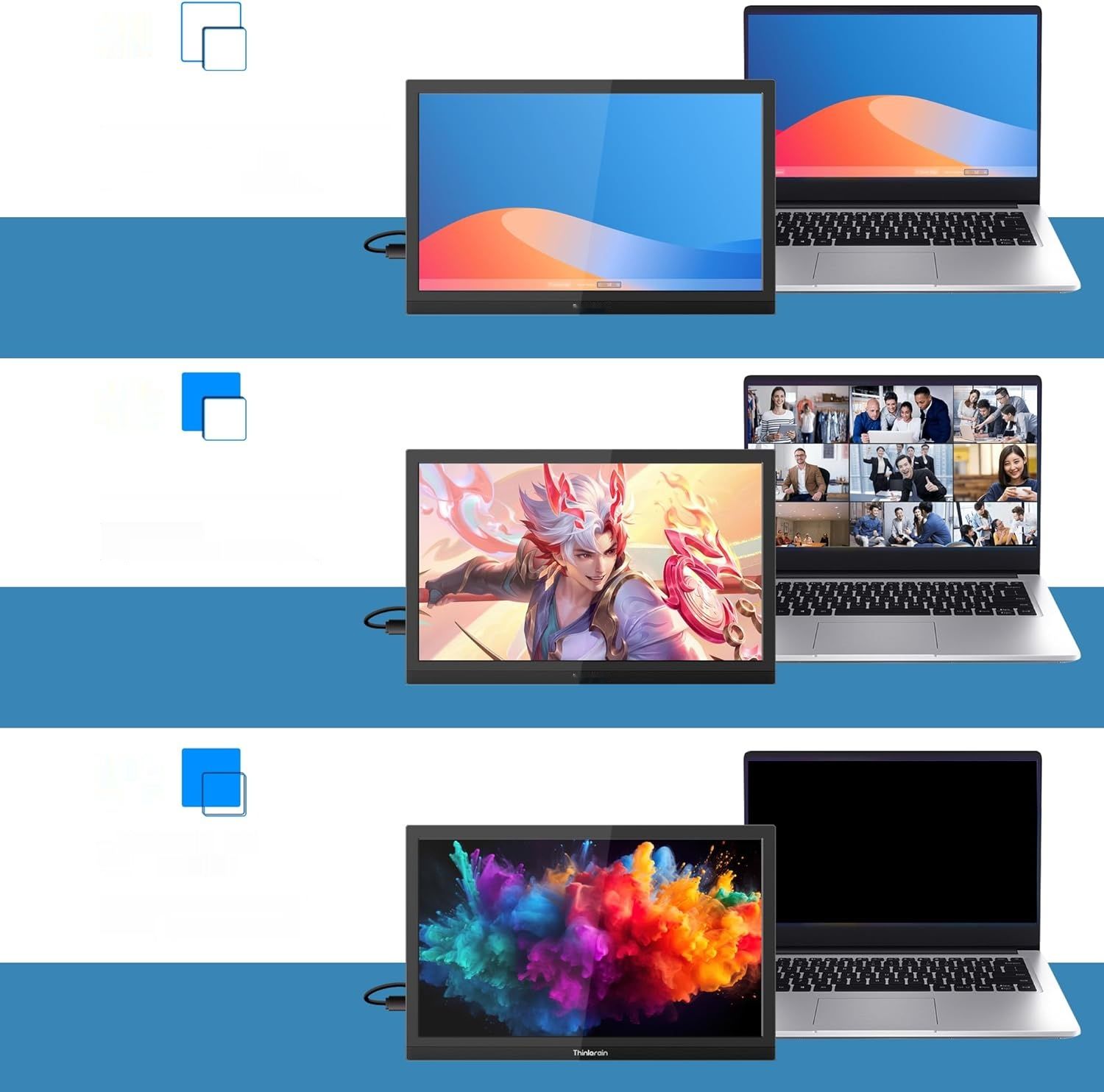 Thinlerain T-1506KB – przenośny monitor 15,6'' FHD 1080p z HDMI i USB‑C