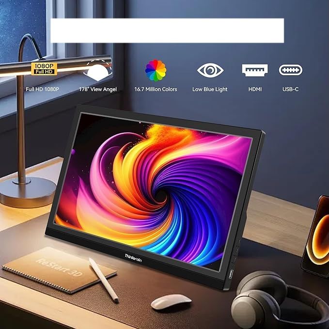 Thinlerain T-1506KB – przenośny monitor 15,6'' FHD 1080p z HDMI i USB‑C