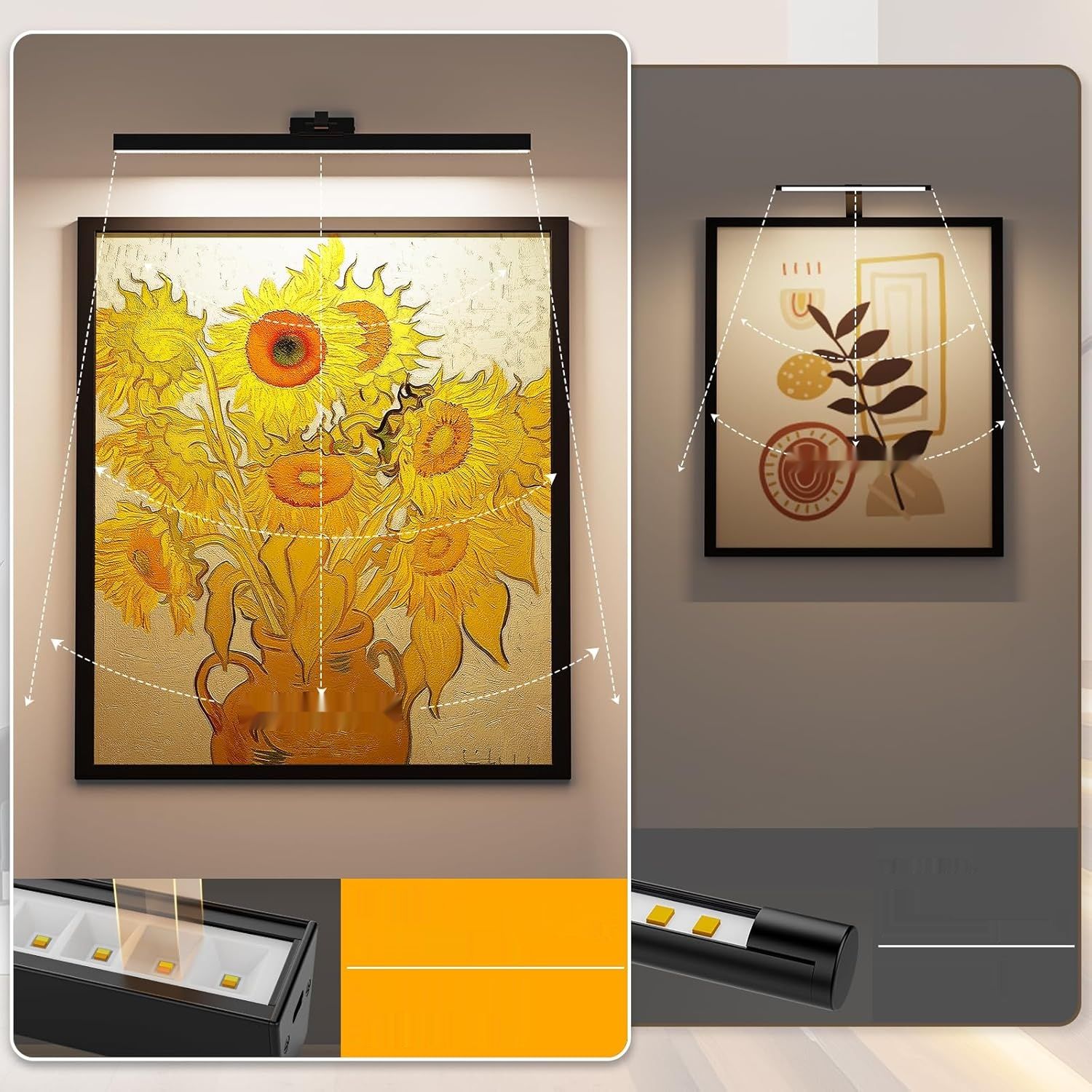 AIBOO Zestaw 2 bezprzewodowych lamp LED do obrazów 60 cm z pilotem