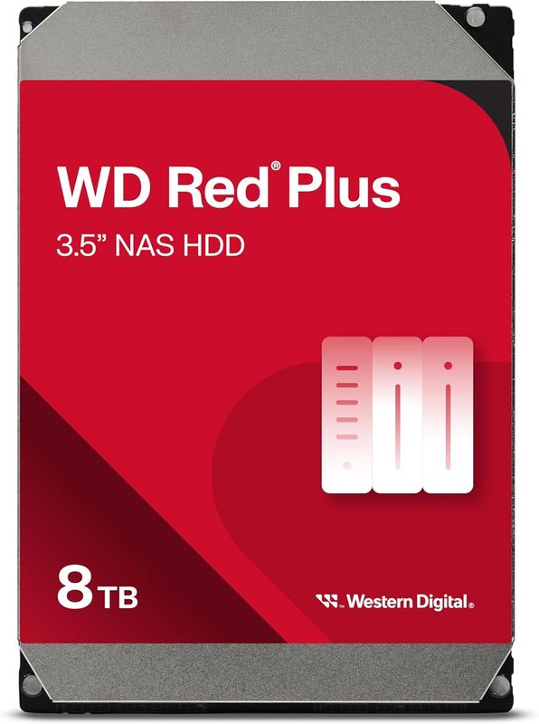 WD Red Plus 8TB NAS 3,5" Dysk Twardy SATA 6 Gb/s, 5640 RPM, CMR, 256 MB Cache (WD80EFPX)