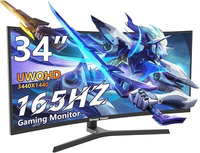 Great voell Q340B45 – 34-calowy zakrzywiony monitor gamingowy UWQHD 165 Hz