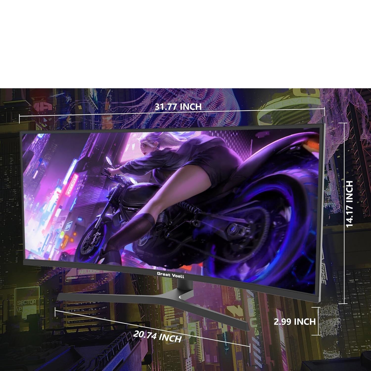 Great voell Q340B45 – 34-calowy zakrzywiony monitor gamingowy UWQHD 165 Hz