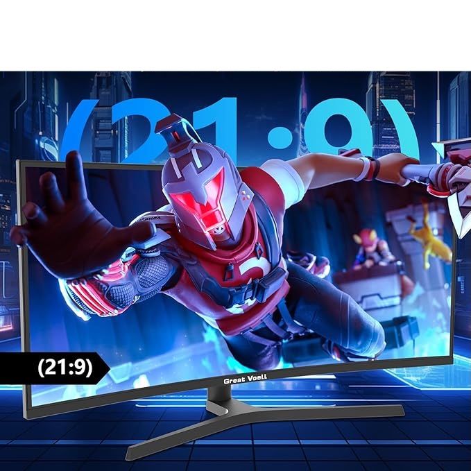 Great voell Q340B45 – 34-calowy zakrzywiony monitor gamingowy UWQHD 165 Hz