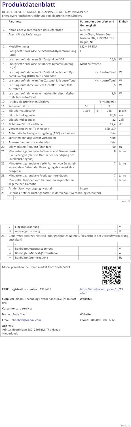 Xiaomi TV A 32 2025, Google TV, 32 cale, Smart TV, Netflix