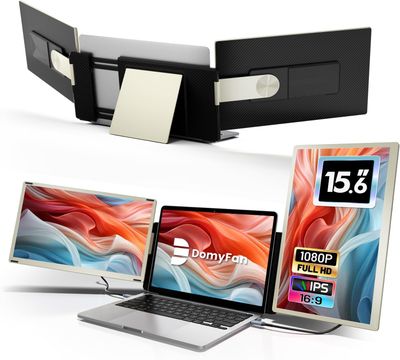 domyfan Przenośny monitor 15,6” 120% sRGB FHD 1080P, USB HDMI