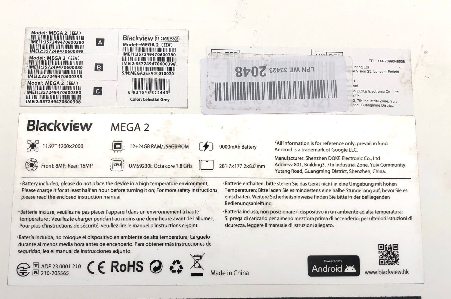 BLACKVIEW MEGA 2 (tablet 4G – 12'' – 8/256 GB) SZARY