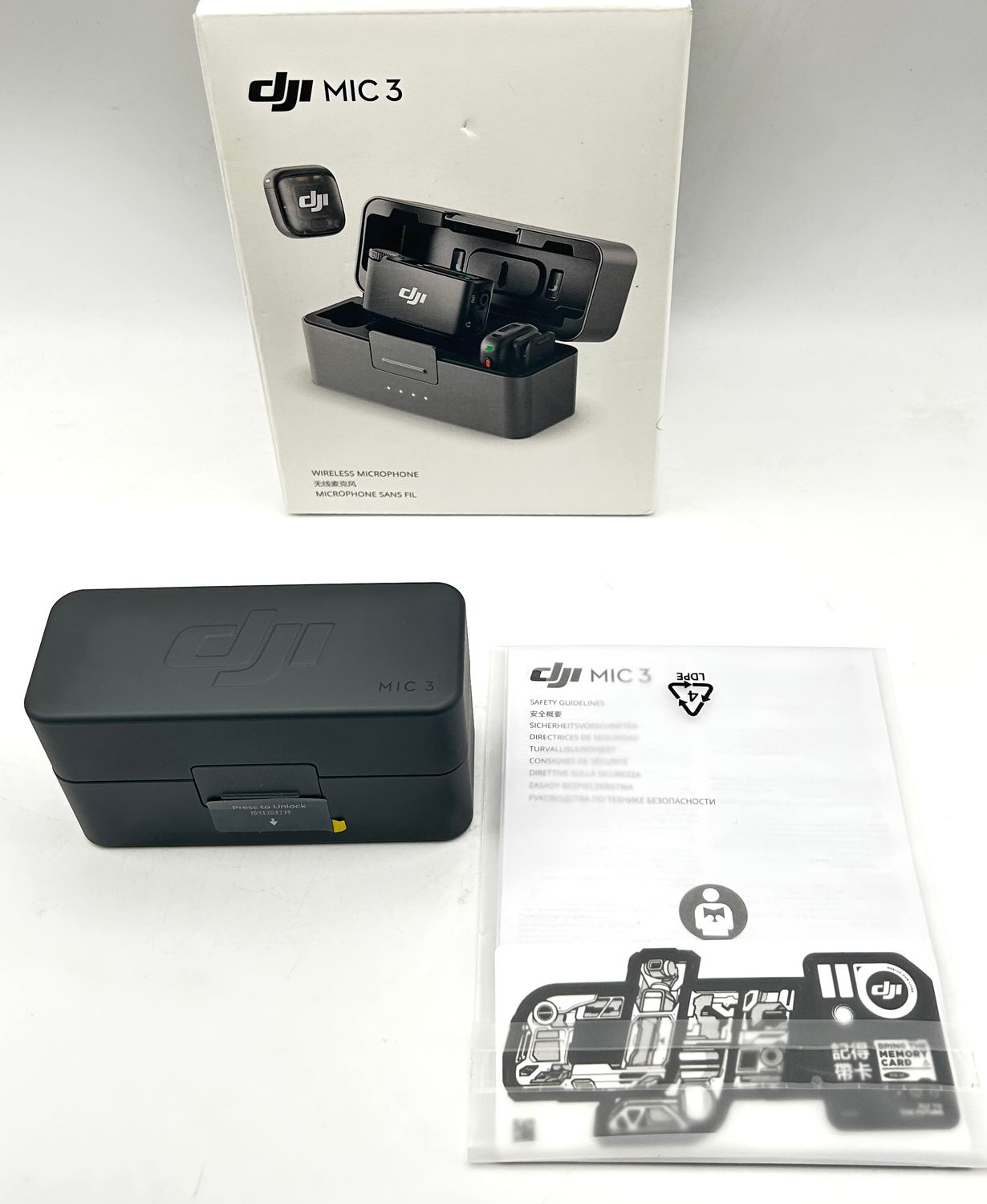 DJI Mic 3 – bezprzewodowy zestaw mikrofonowy (2 nadajniki + 1 odbiornik + etui ładujące)