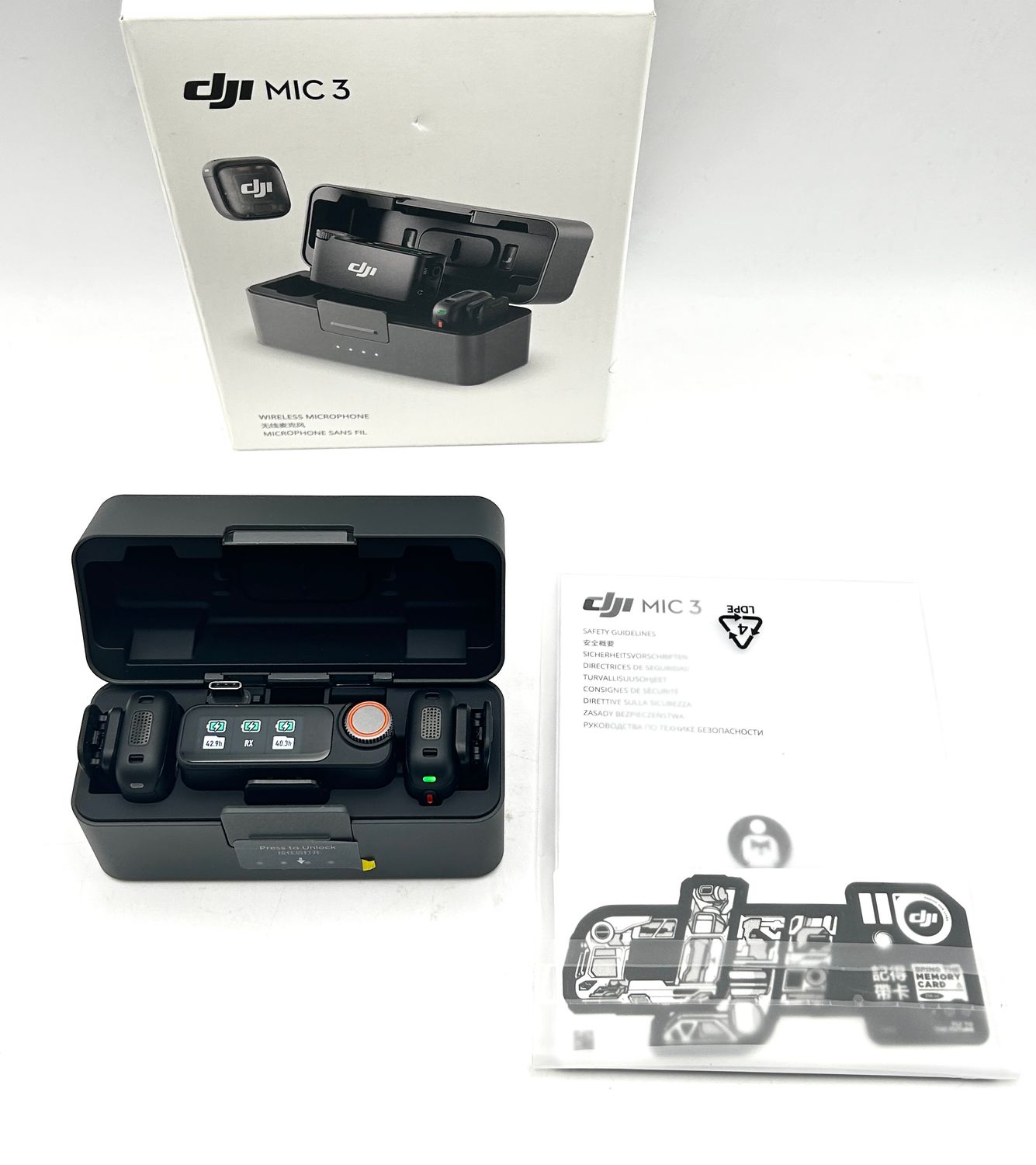 DJI Mic 3 – bezprzewodowy zestaw mikrofonowy (2 nadajniki + 1 odbiornik + etui ładujące)