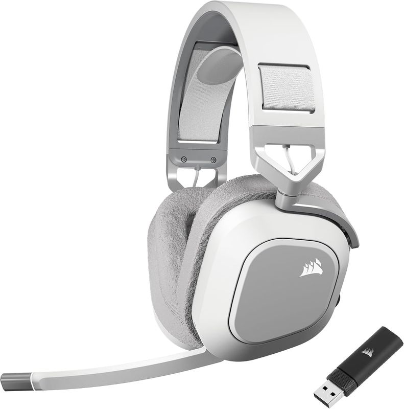Corsair HS80 MAX WIRELESS – białe słuchawki gamingowe bezprzewodowe
